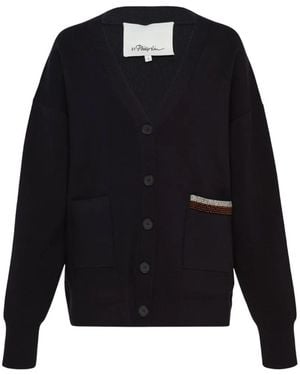 3.1 Phillip Lim Embellished V-Neck Cardigan - Blue