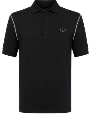 Philipp Plein Polo T-Shirt Zippers On Sleeves - Black