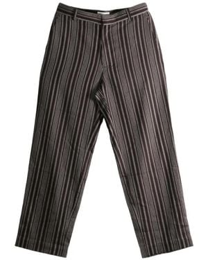 The Elder Statesman Striped Straight-Leg Pants - Gray