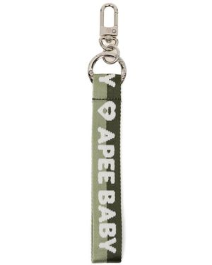 AAPE BY A BATHING AP Logo-Embroidered Strap Keyring - White