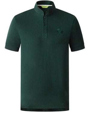 Shanghai Tang Tang Horse Band-Collar Polo Shirt - Green