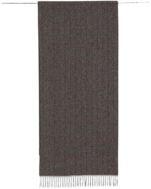 Gran Sasso Herringbone Check Scarf - Gray