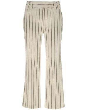 Marella Pinstripe Flared Pants - Natural