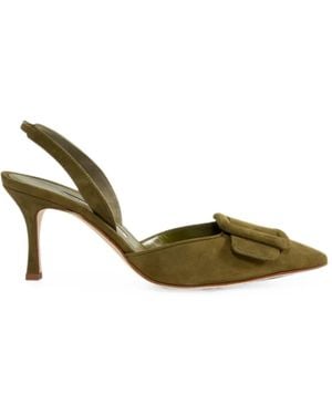 Manolo Blahnik Maysli Buckle-Detail Mules - Metallic