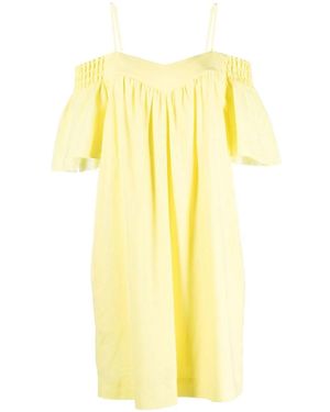 KARL LAGERFELD Belted Linen-Blend Midi Dress - Yellow