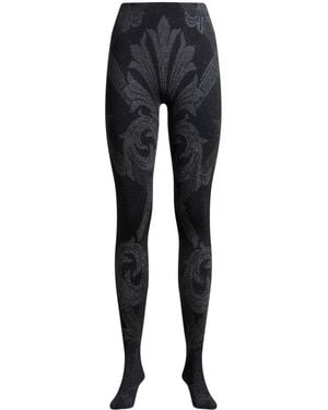 Etro X Wolford Metallic-Jacquard Tights - Black