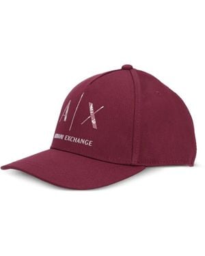ARMANI EXCHANGE Logo-Print Baseball Cap - Purple