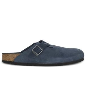Birkenstock Mules En Daim Boston À Boucles - Blue