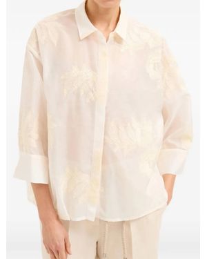 Biancalancia Camicia Semi Trasparente Con Ricamo - Neutro
