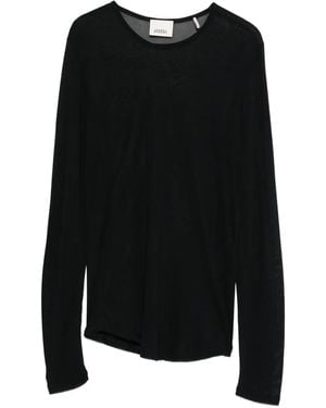 Isabel Marant Sheer-Panel Long-Sleeve Top - Black