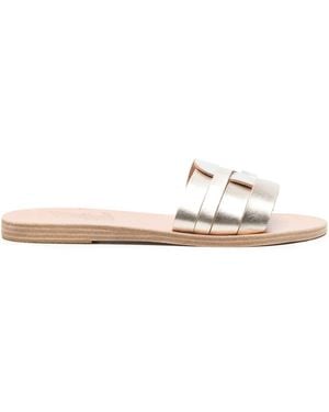 Ancient Greek Sandals Filenada Leather Slides - Metallic