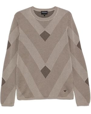 Emporio Armani Geometric-Pattern Jumper - Brown