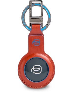 Piquadro Connequ 4.0 Leather Keychain - Blue