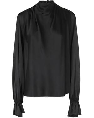 Raquel Diniz Moona Drape-Neck Blouse - Black
