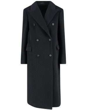 Tagliatore Jole Double-Breasted Belted Midi Coat - Black
