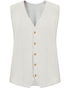 Homme Plissé Issey Miyake Pleated V-Neck Vest - White