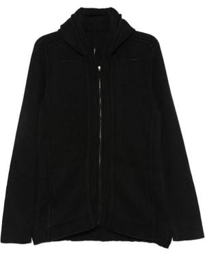 Masnada Ribbed-Knit Zip-Up Hoodie Jumper - Black