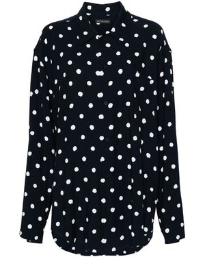 Balenciaga Long-Sleeves Polka Dot Shirt - Blue