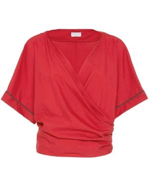 Brunello Cucinelli Monili-Detail Blouse - Red