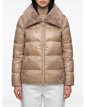 Herno Quilted Faux-Fur Collar Jacket - Natural