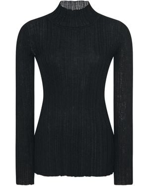 Rosetta Getty Plisse Turtleneck Jumper - Black