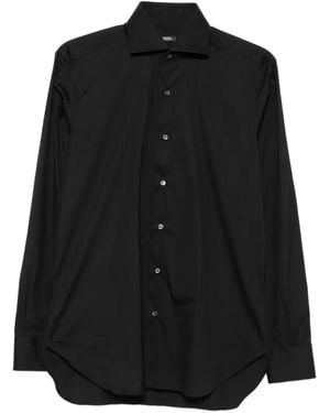 Barba Napoli Spread-Collar Long-Sleeve Shirt - Black