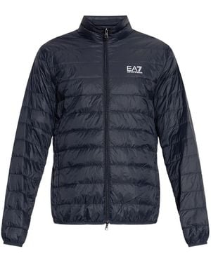 EA7 Packable Down Jacket With Front Zip Core Identity - Blue