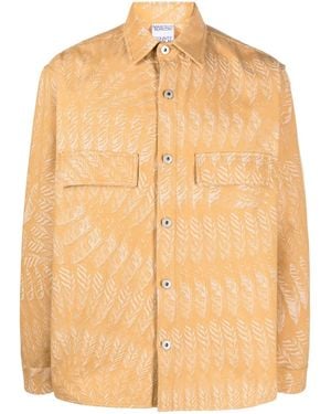 Marcelo Burlon Feather-print Long-sleeve Shirt - Natural