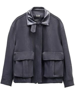 ELEH Veste À Col Et Poches - Bleu