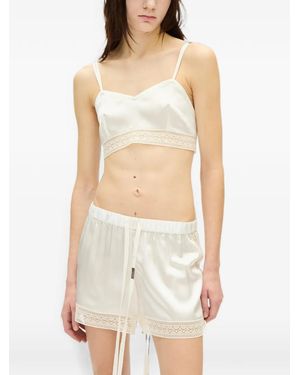 Ann Demeulemeester Corpiño De Seda Con Ribete De Encaje - Blanco