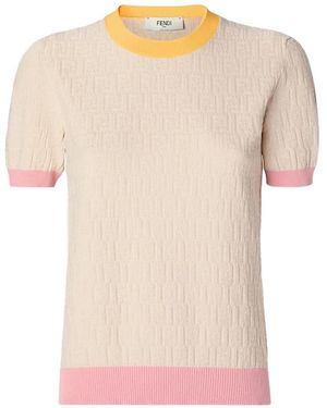 Fendi Texturiertes T-Shirt - Pink