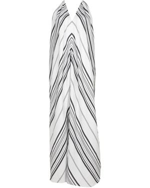 Marrakshi Life Striped Halterneck Maxi Dress - White
