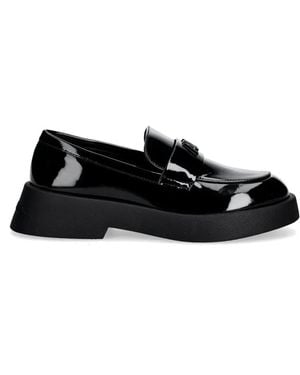 ARMANI EXCHANGE Logo-Plaque Loafers - Black
