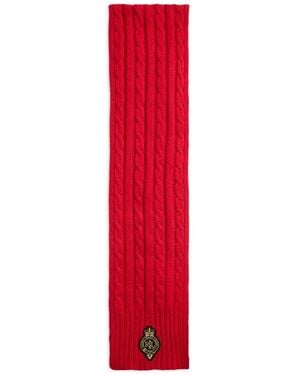 Ralph Lauren Cable-Knit Logo-Patch Scarf - Red
