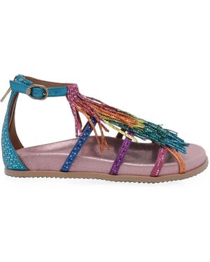 Kurt Geiger Fringe Flat Sandals - Blue
