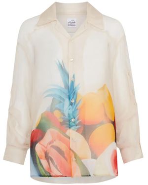 Donde Esteban Printed Chiffon Shirt - White