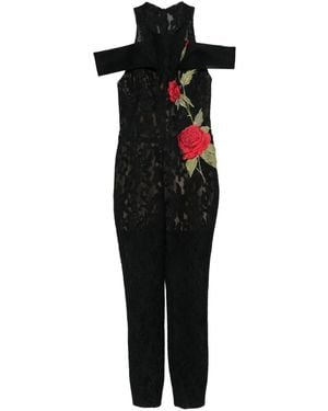 Gemy Maalouf Mono Con Bordado De Rosa - Negro