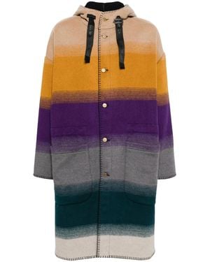 Roberto Cavalli Blanket Stitched Colour-Block Coat - Purple