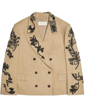 Dries Van Noten Oversized Embroidered Blazer - Natural