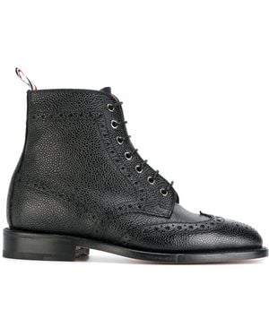 Thom Browne Stivaletti Con Suola In Pelle - Black