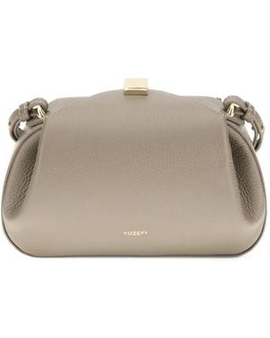 Yuzefi Kleine Oyster Plissee-Schultertasche mit Magnetverschluss - Grau
