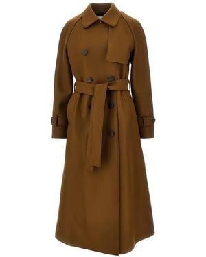 Harris Wharf London Double-Breasted Belted Trench Coat - Brown