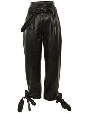 The Attico Tie-Detail Paperbag Pants - Black