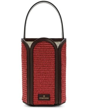 La Portegna Bolso Bombonera Barbara Tejido - Rojo