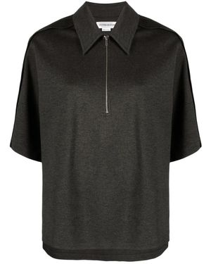 Victoria Beckham Gemeleerde Jersey Top Met Puntkraag - Zwart