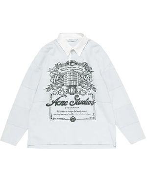 Acne Studios Polo Con Stampa Grafica - Bianco