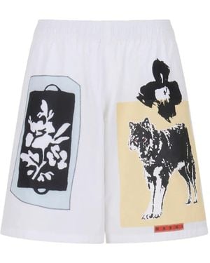 Marni Shorts Mit Grafischem Print - Weiß