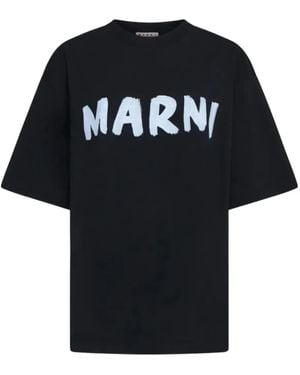 Marni Logo-Print Round-Neck T-Shirt - Black