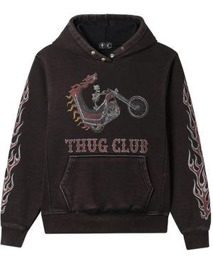 THUG CLUB Graphic Hooded Sweatshirt - Black