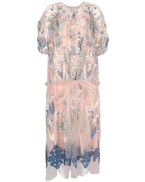 Biyan Araina Embroidered Tulle Dress - White